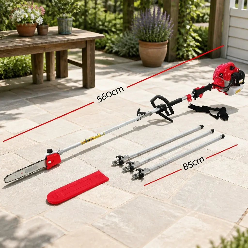 Pole Chainsaw 65CC Petrol 12in Chain Saw 5.6m Reach Extension Pruning Tool