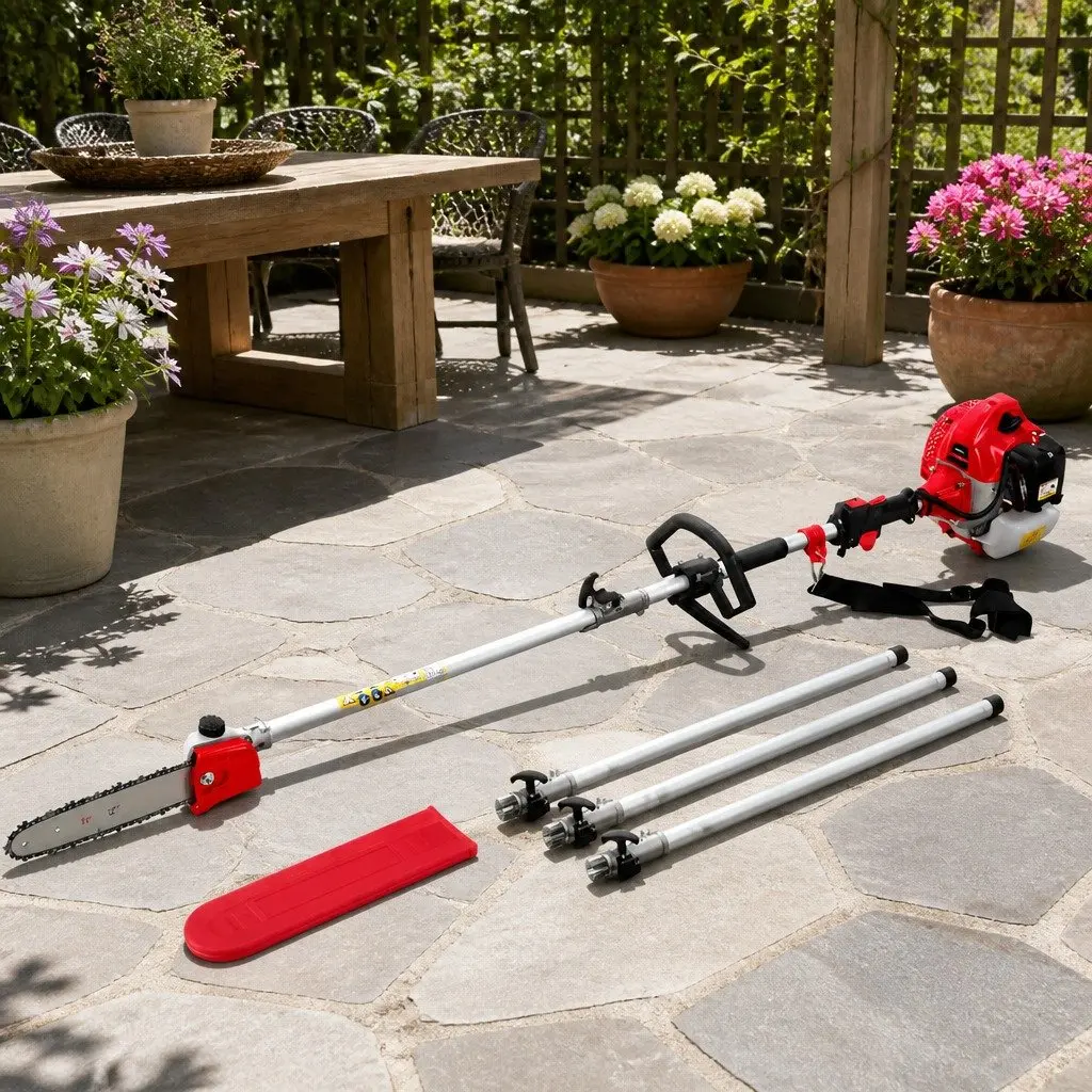 Pole Chainsaw 65CC Petrol 12in Chain Saw 5.6m Reach Extension Pruning Tool