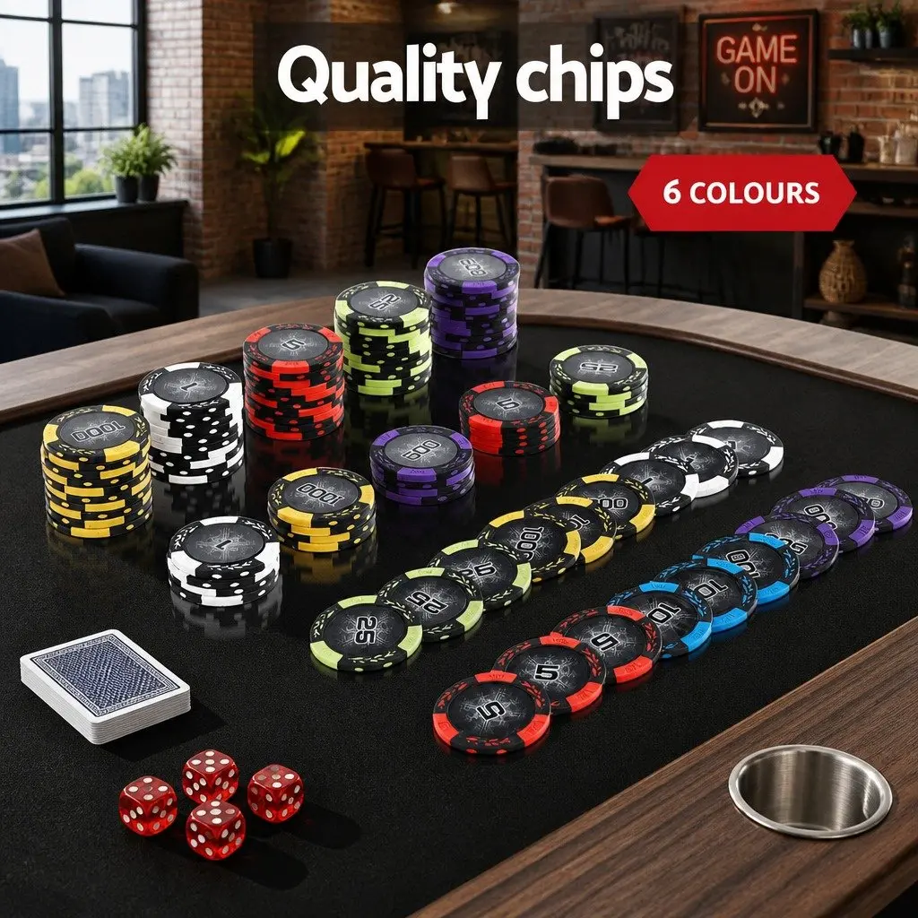 Poker Chip Set 500 Piece Multi Colour 14g Heavyweight Chips with Lockable Aluminium Case