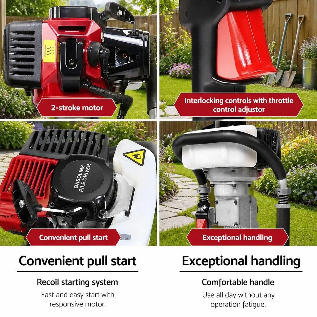 Petrol Post Driver 2-Stroke 32.7CC Pile Rammer Fence Star Picket Hole Hammer