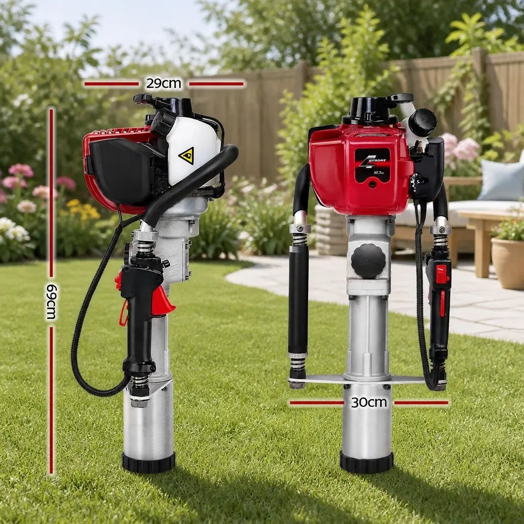 Petrol Post Driver 38CC 4-Stroke Rammer Pile Star Picket Fence Hole Driving