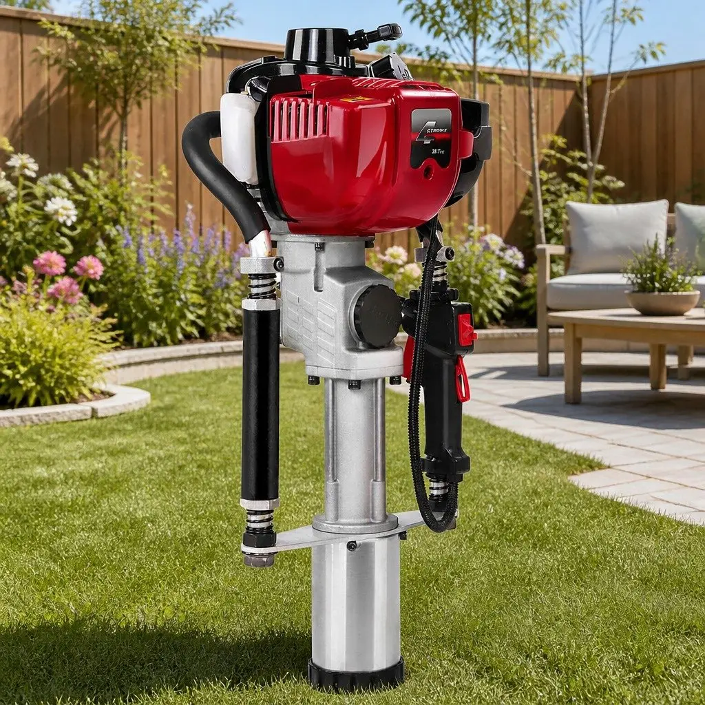 Petrol Post Driver 38CC 4-Stroke Rammer Pile Star Picket Fence Hole Driving