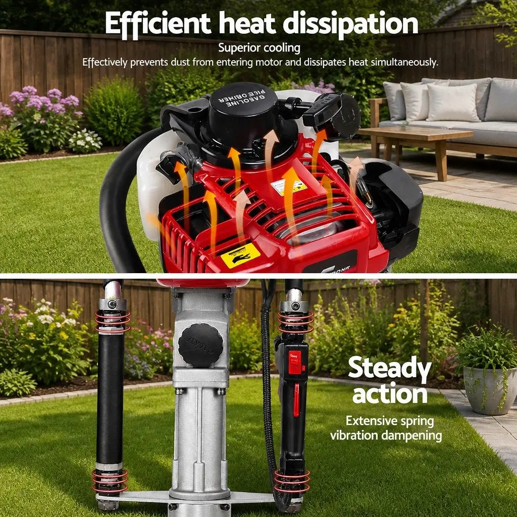 Petrol Post Driver 38CC 4-Stroke Rammer Pile Star Picket Fence Hole Driving