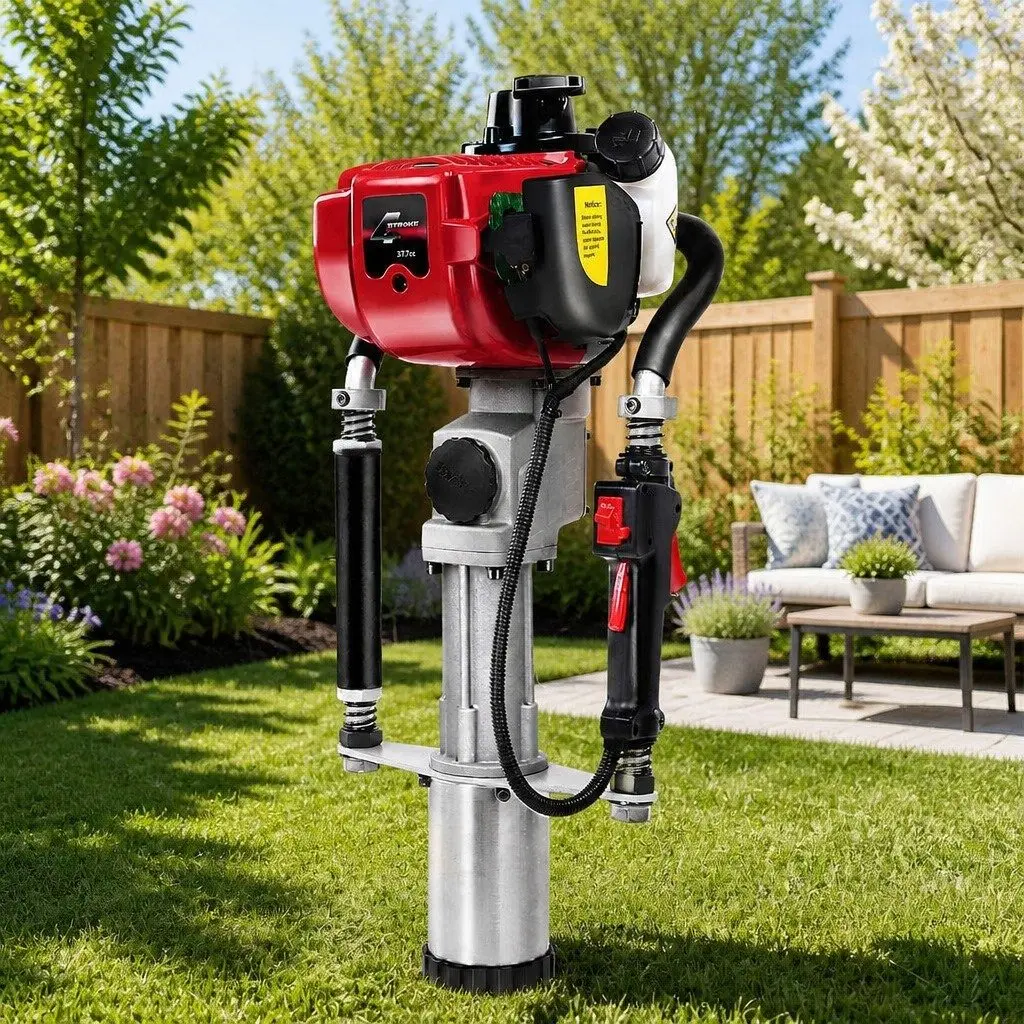 Petrol Post Driver 38CC 4-Stroke Rammer Pile Star Picket Fence Hole Driving