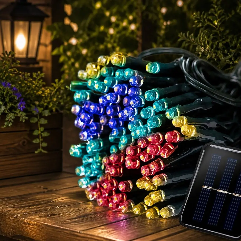 Solar Powered LED String Lights Warm White 25M 200LED Waterproof Automatic Operation