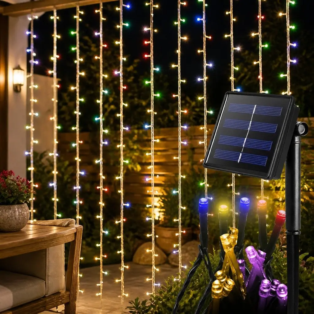Solar Powered LED String Lights Warm White 25M 200LED Waterproof Automatic Operation