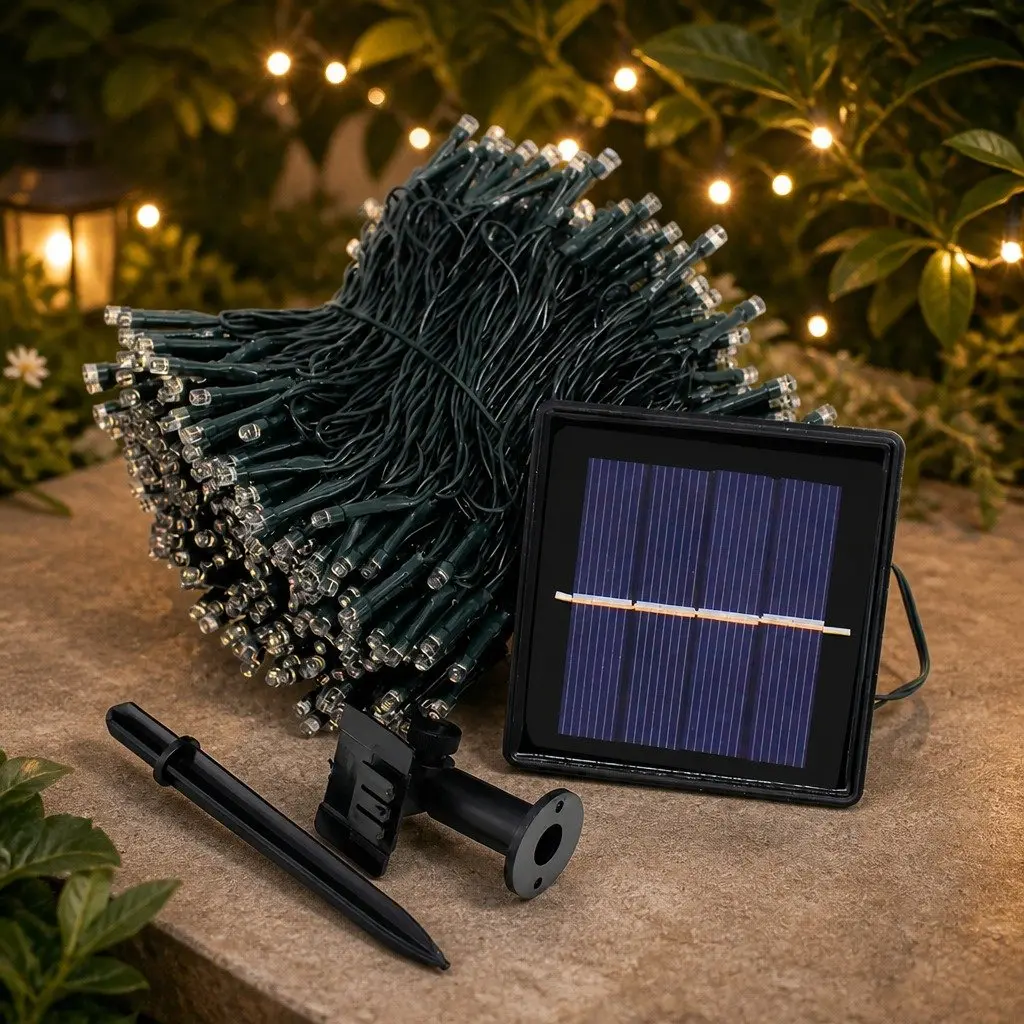 Solar Powered LED String Lights Warm White 15m Waterproof Outdoor Garden Decoration
