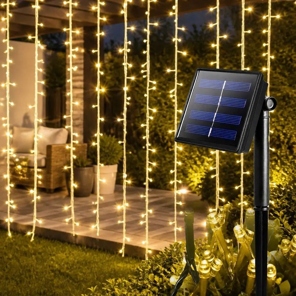 Solar Powered LED String Lights Warm White 15m Waterproof Outdoor Garden Decoration