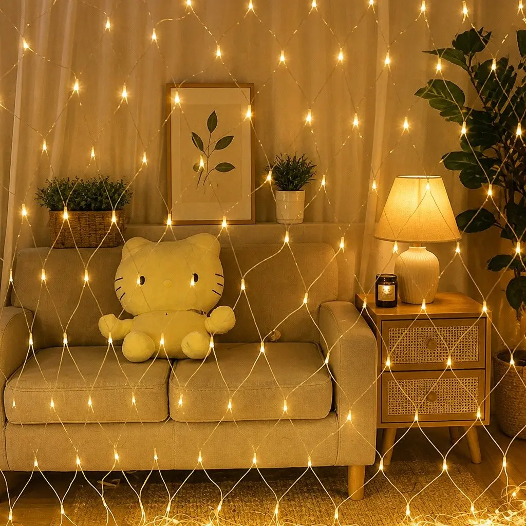 LED Christmas Net Lights Cool White 4m x 6m Waterproof 8 Lighting Modes