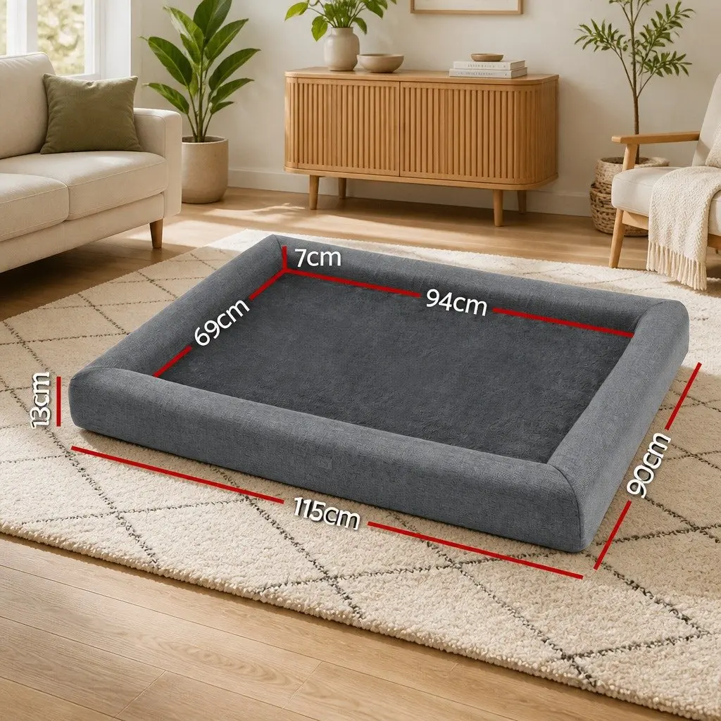 Pet Bed Grey Extra Large Calming Soft Sofa Cushion High-Density Egg Crate Foam Washable