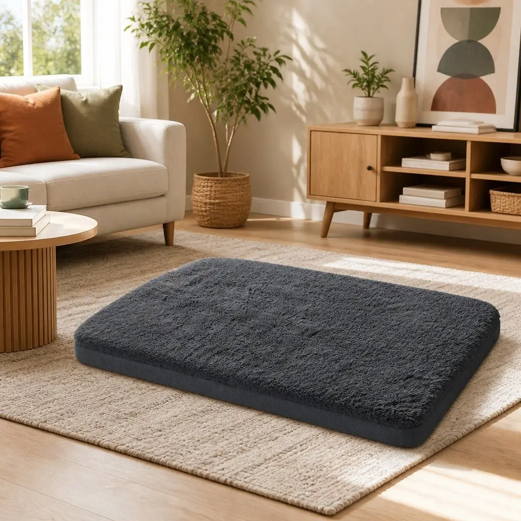 Pet Bed Grey Extra Large Calming Soft Sofa Cushion High-Density Egg Crate Foam Washable