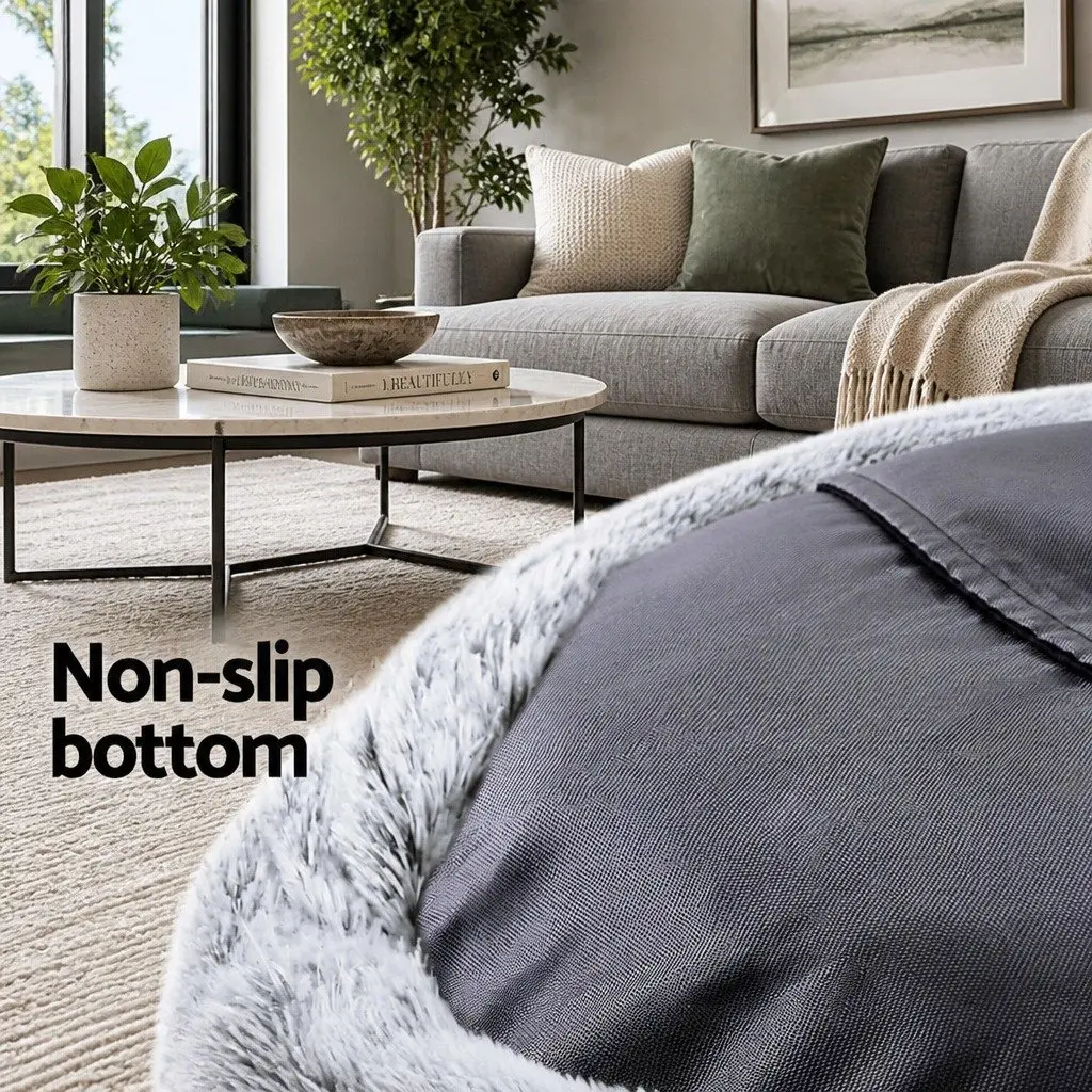 Dog Bed Extra Large Light Charcoal Soft Plush Non-Slip Base