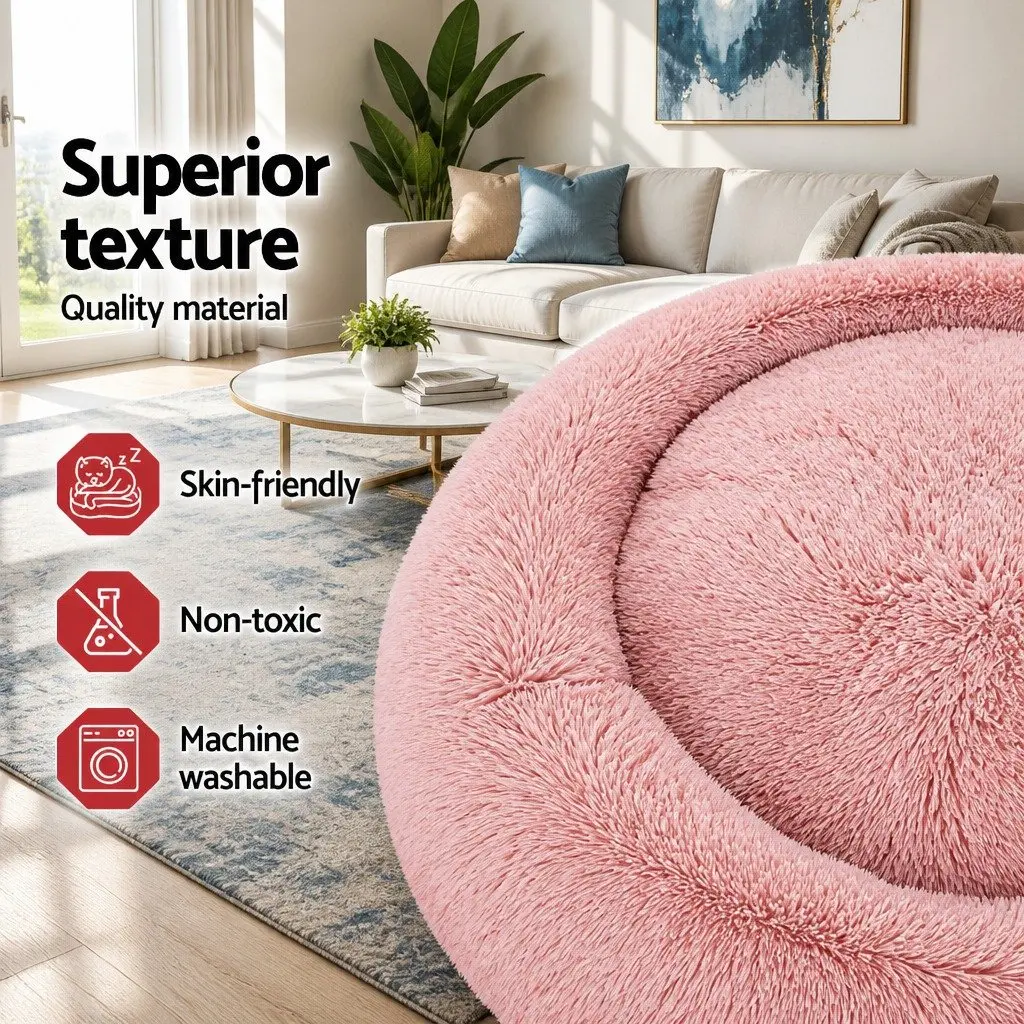 Extra Large Pet Bed Pink 110cm Soft Plush Washable Cover