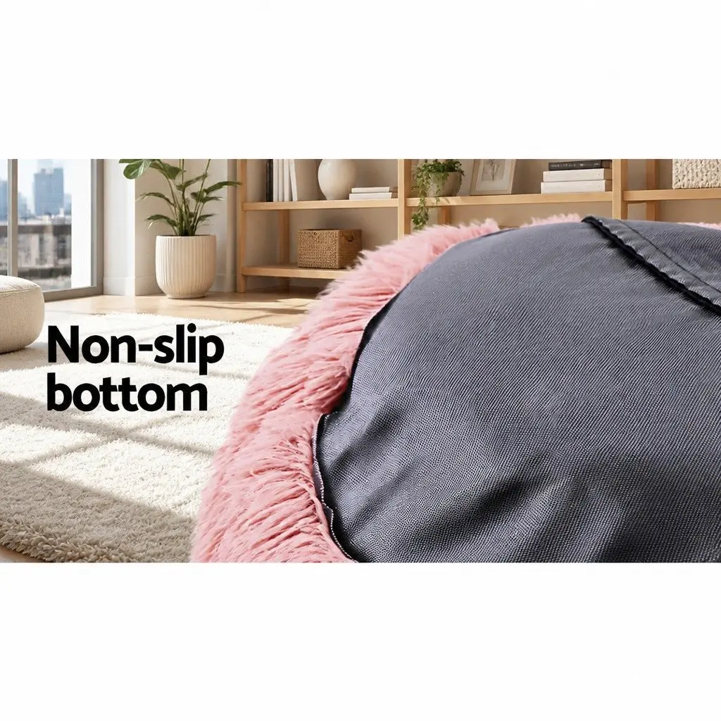 Large Pet Bed Pink 90cm Calming Soft Plush Non-Slip Base Washable Cover