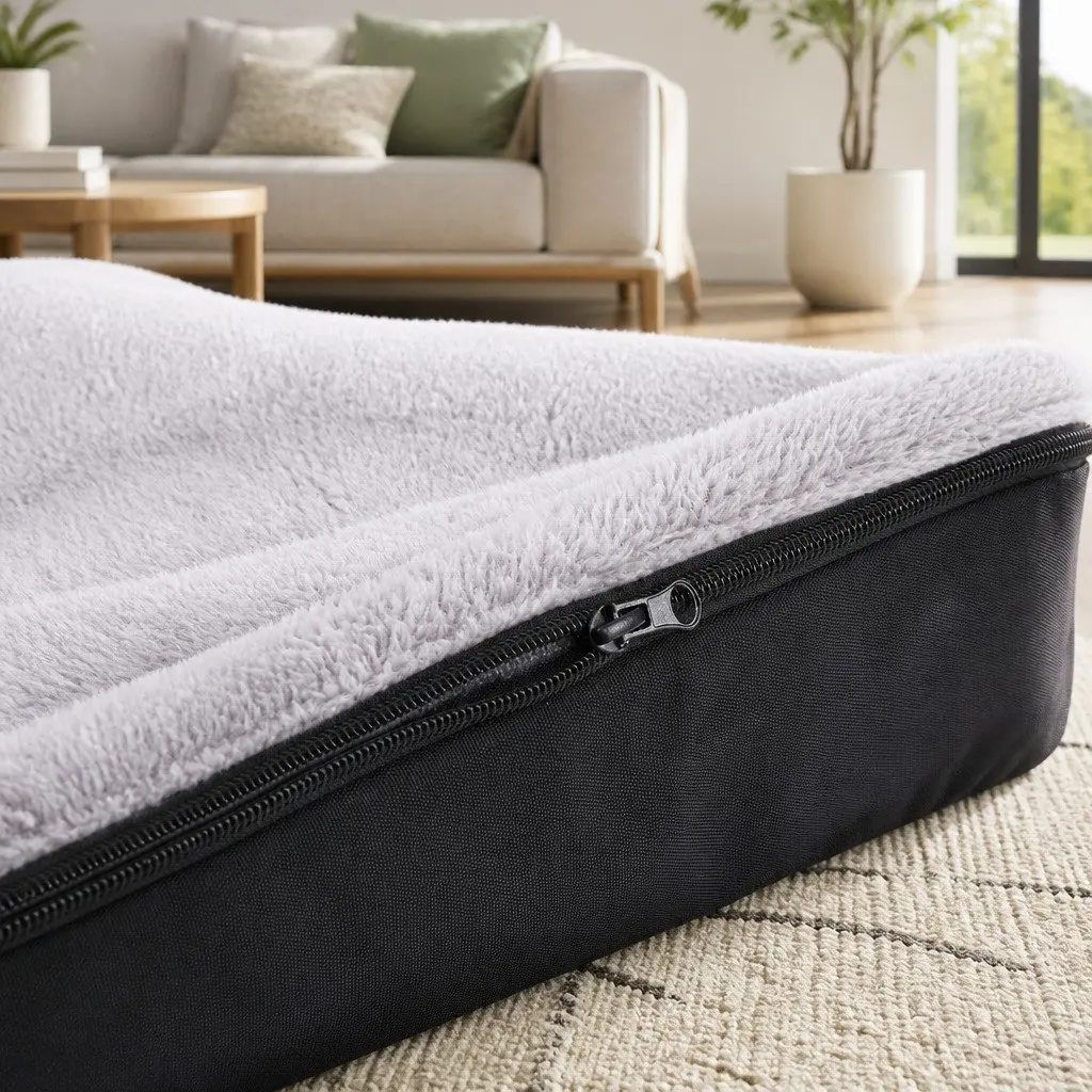 Pet Bed Dog Cat Large Calming Soft Sofa Foam Cushion Washable Cover Grey