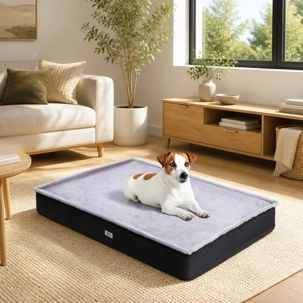 Pet Bed Dog Cat Large Calming Soft Sofa Foam Cushion Washable Cover Grey