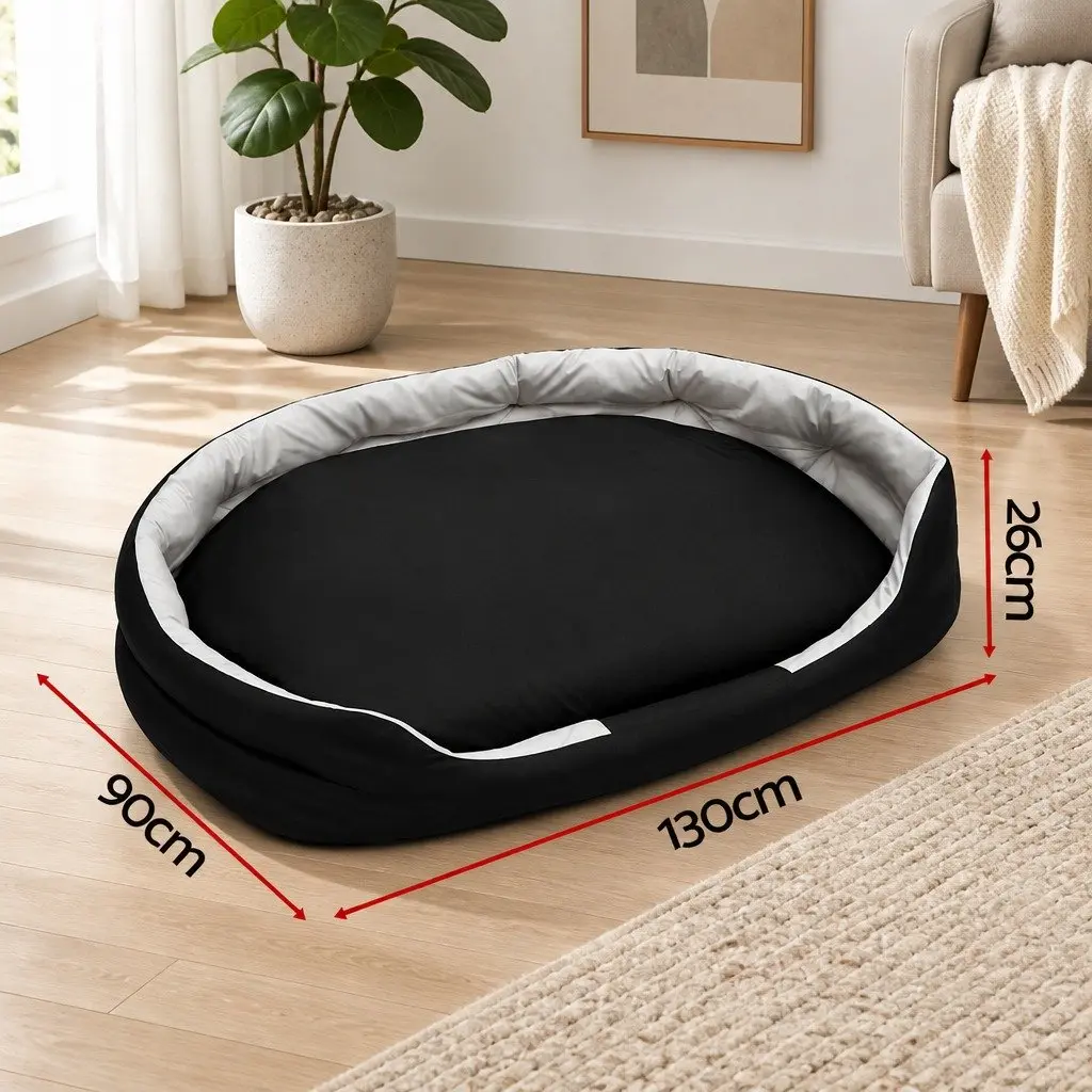 Dog Bed Black XXL Soft Cushion Mat Washable 130x90x26cm
