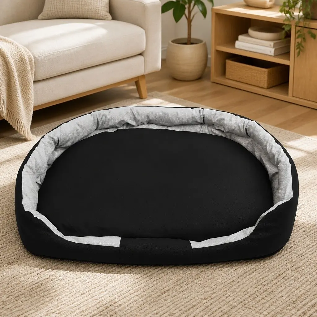 Dog Bed Black XXL Soft Cushion Mat Washable 130x90x26cm