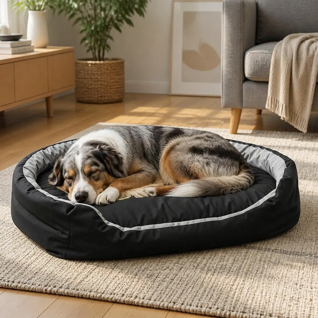 Dog Bed Black XXL Soft Cushion Mat Washable 130x90x26cm