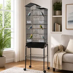 Compact and Versatile 158cm Bird Cage with Wheels