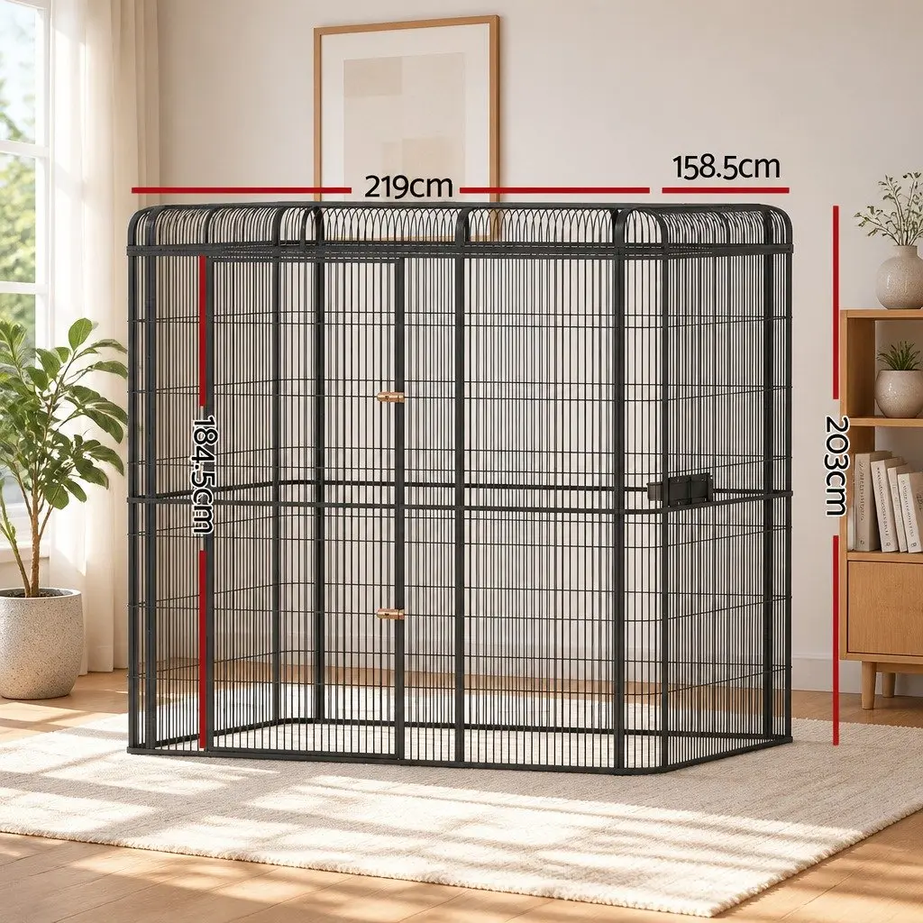 Large Walk-in Aviary Bird Cage Parrot Macaw Cockatoo Pet Enclosure 203cm Black
