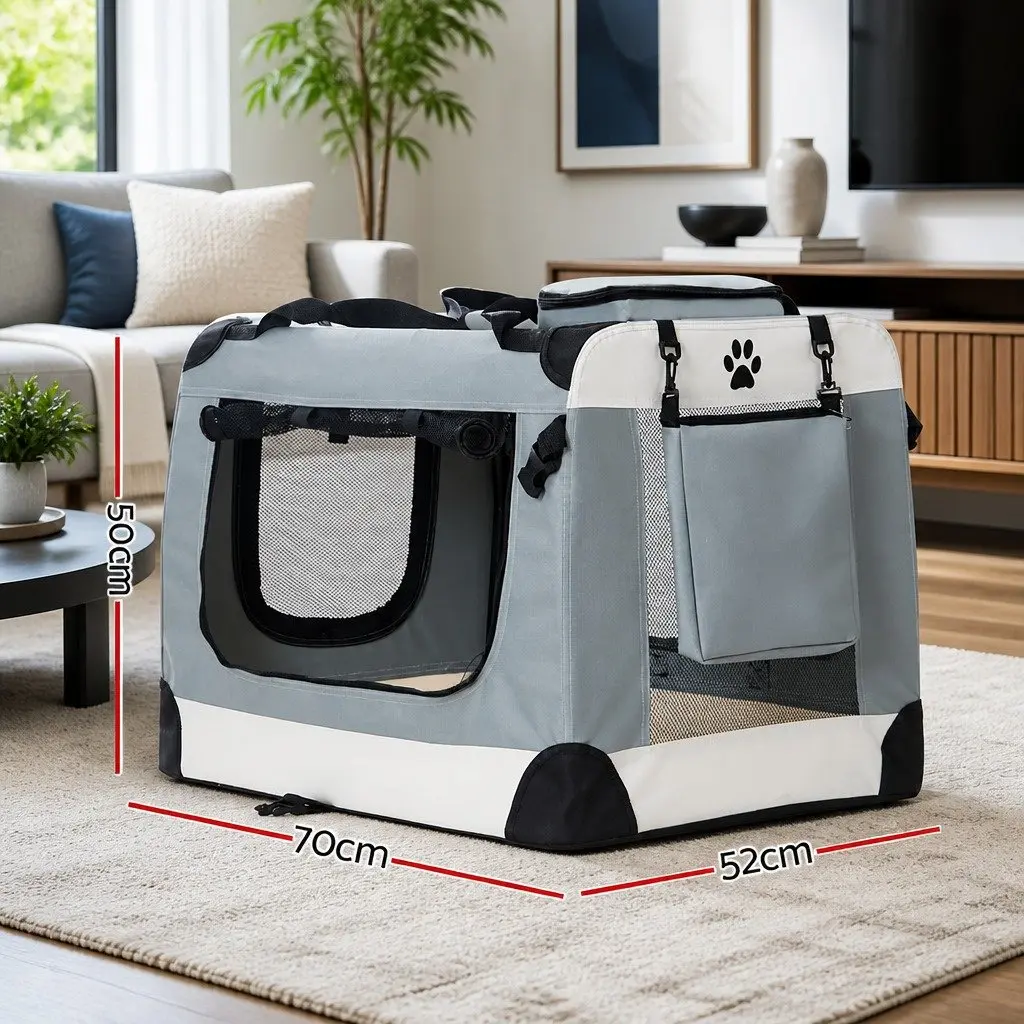 Pet Carrier Soft Crate Blue 70x52cm Portable Foldable Dog Cat Travel