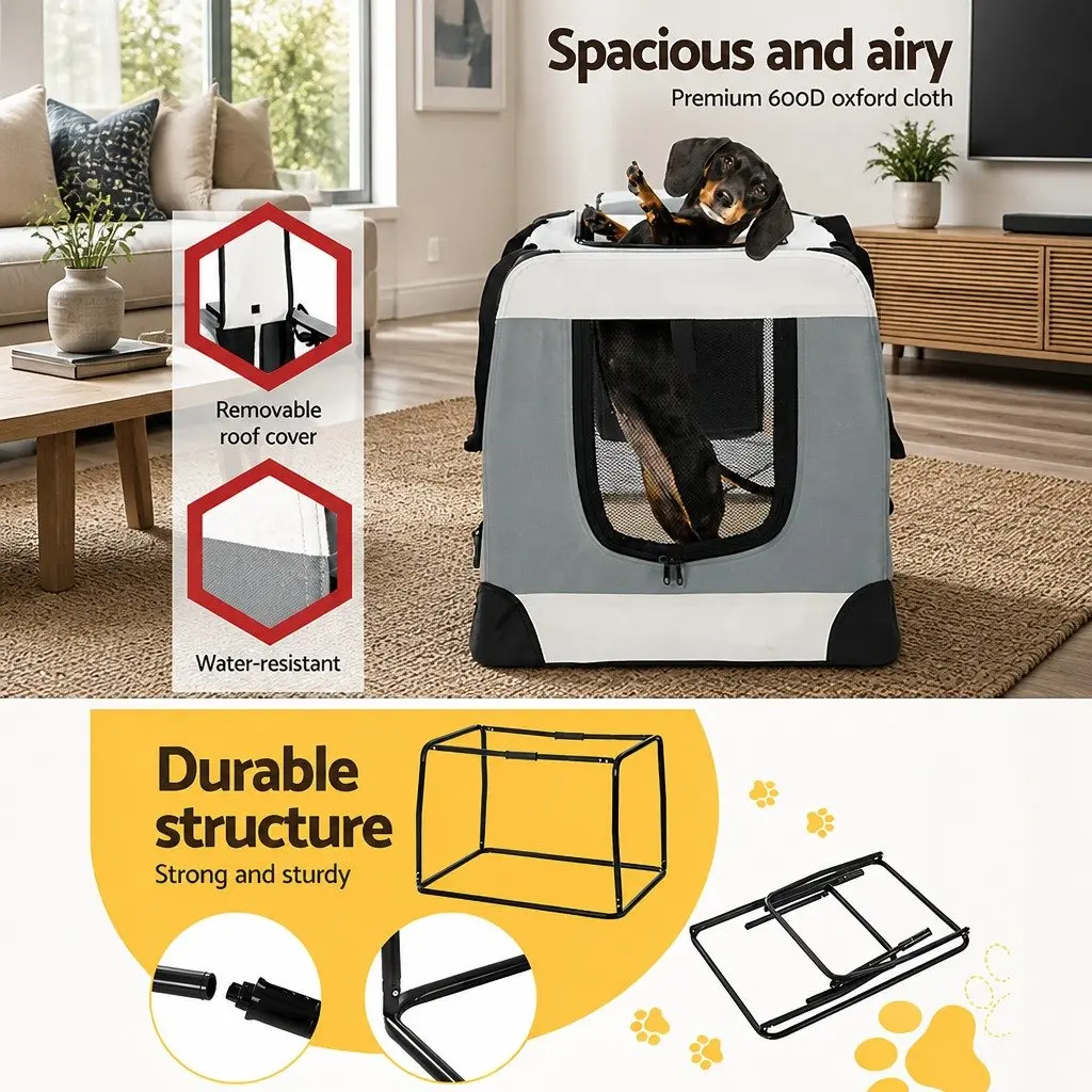 Pet Carrier Soft Crate Blue 70x52cm Portable Foldable Dog Cat Travel