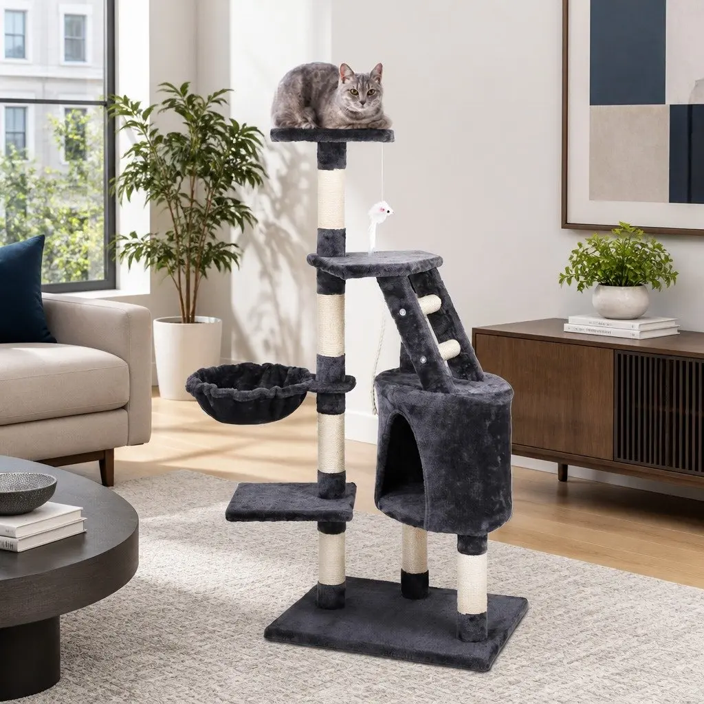 Cat Tree 120cm Scratching Post Tower Multi-Level Condo House Bed Perch Climb
