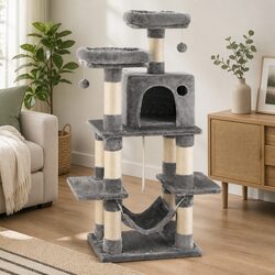 Compact 145cm Cat Tree Tower for Entertaining Your Pet