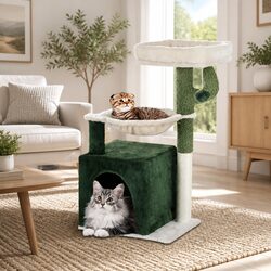 Cat Scratching Post Tower 78cm Green Condo House Bed Toys Multi-Level Hammock
