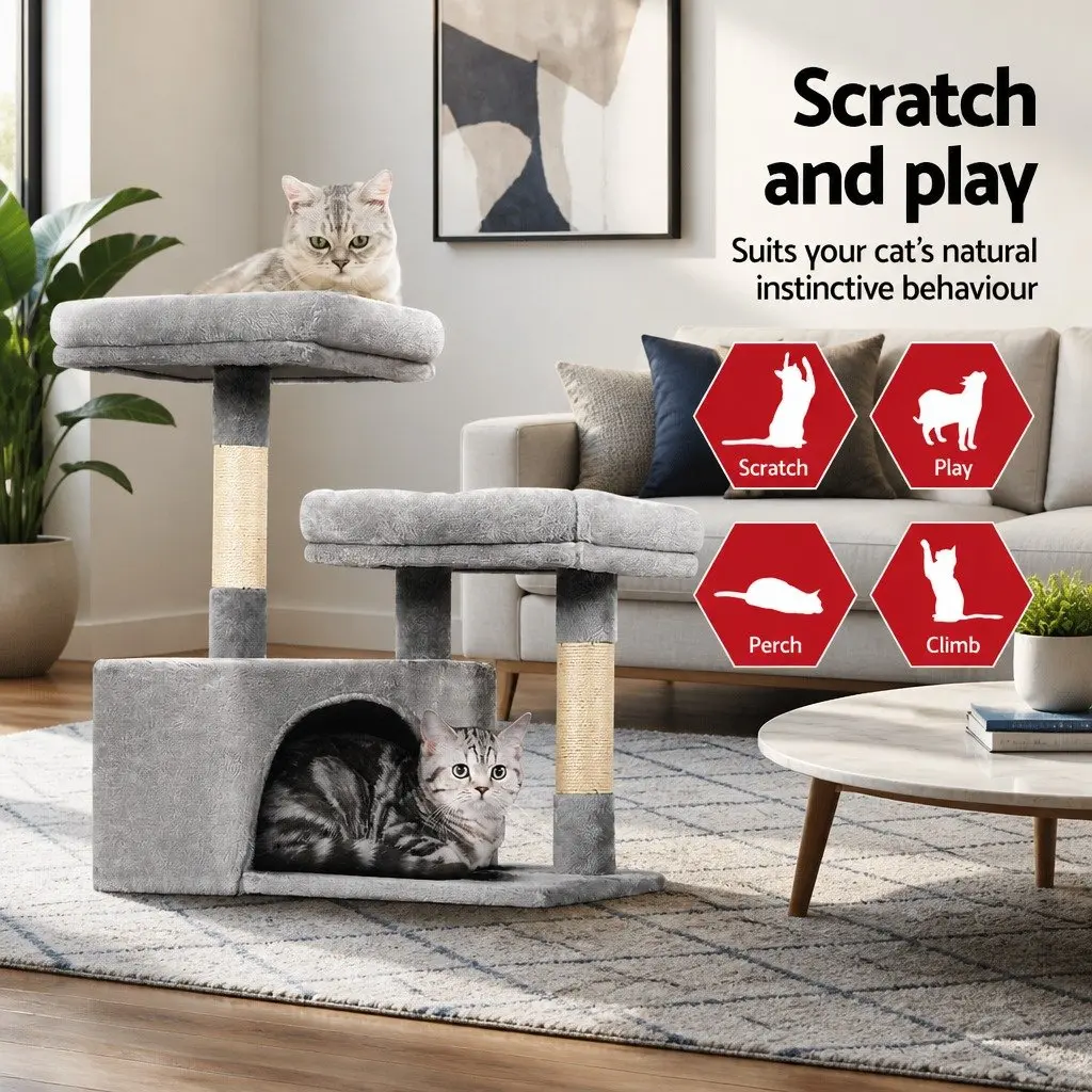 Cat Scratching Post Grey 69cm Multi-Level Condo House Bed