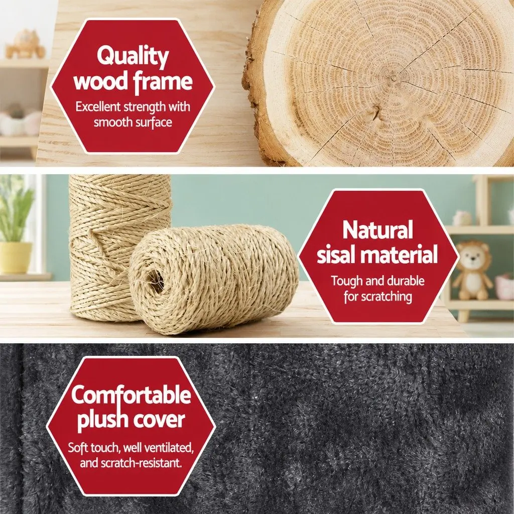 Cat Tree Dark Grey 171cm Tall Multi-Level Scratching Post Tower with Bed Cube Hammock and Rope Toys