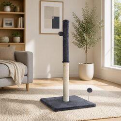 Cat Tree 105cm Scratching Post Tower Condo House Hanging Toys Grey Plush Velvet