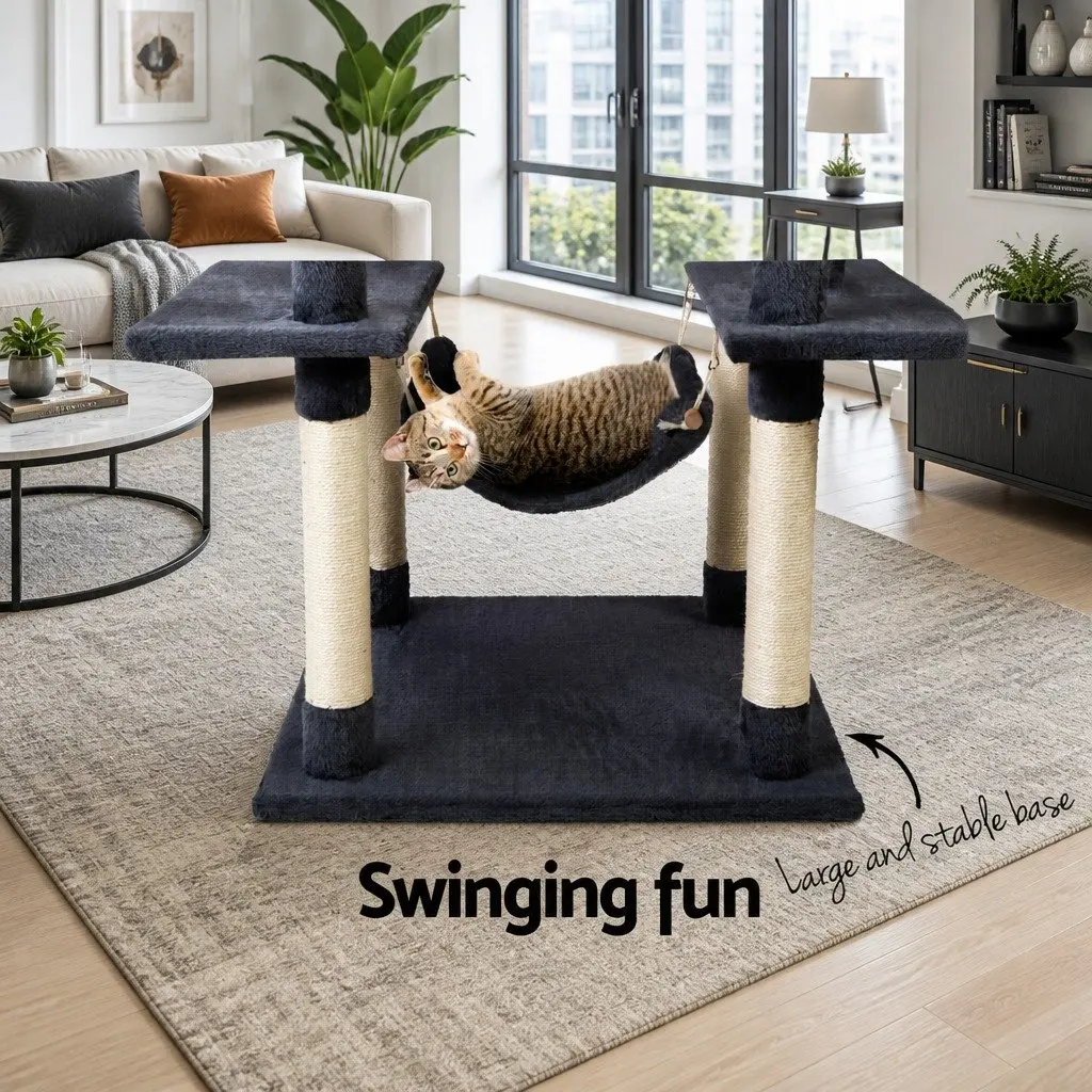 Cat Scratching Post Grey 184cm Multi-Level Climbing Tower Tree Condo Bed House