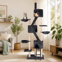 Compact and Durable 244cm Grey Cat Tree Condo