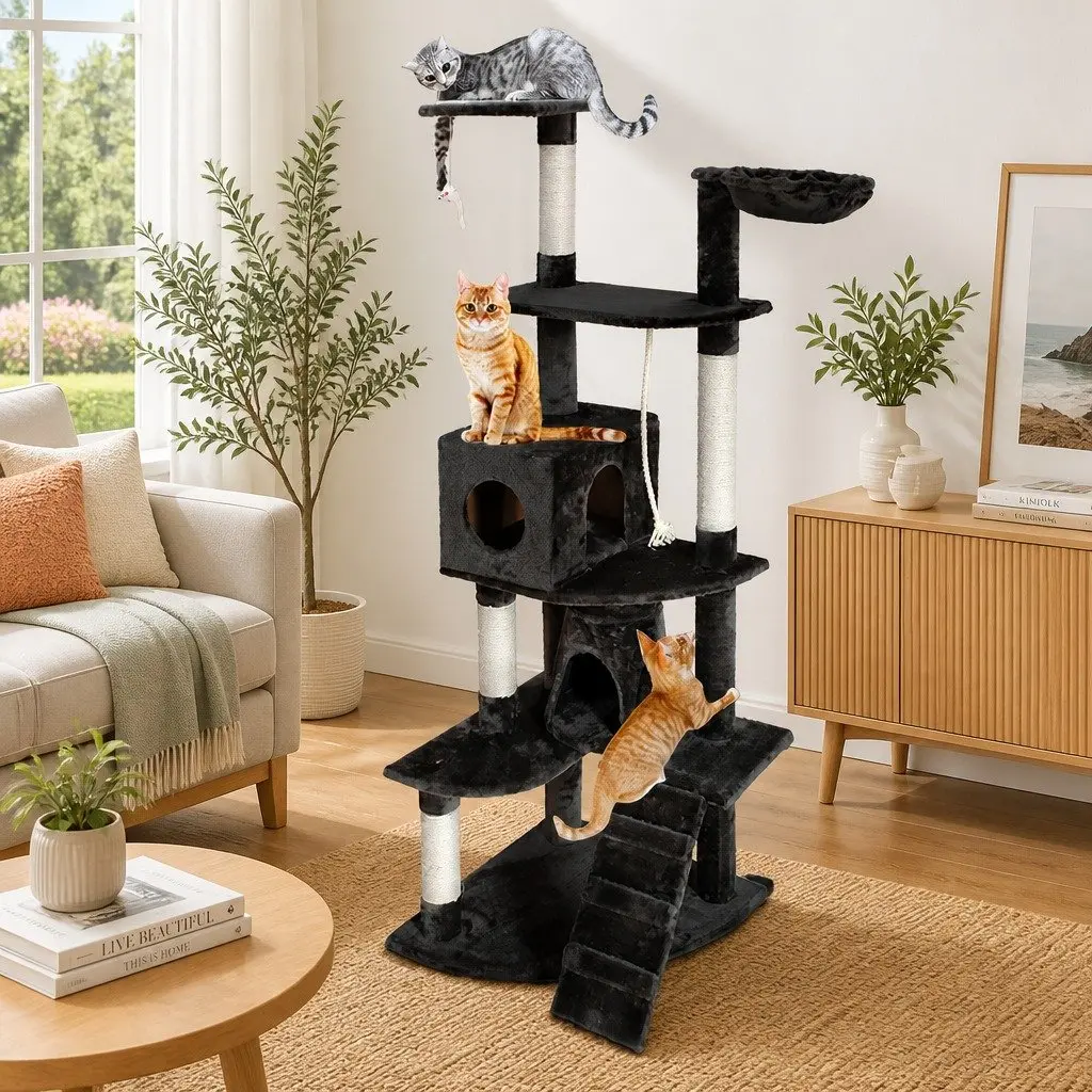Cat Tree Tower Grey 193cm Multi-level Scratching Post Condo House