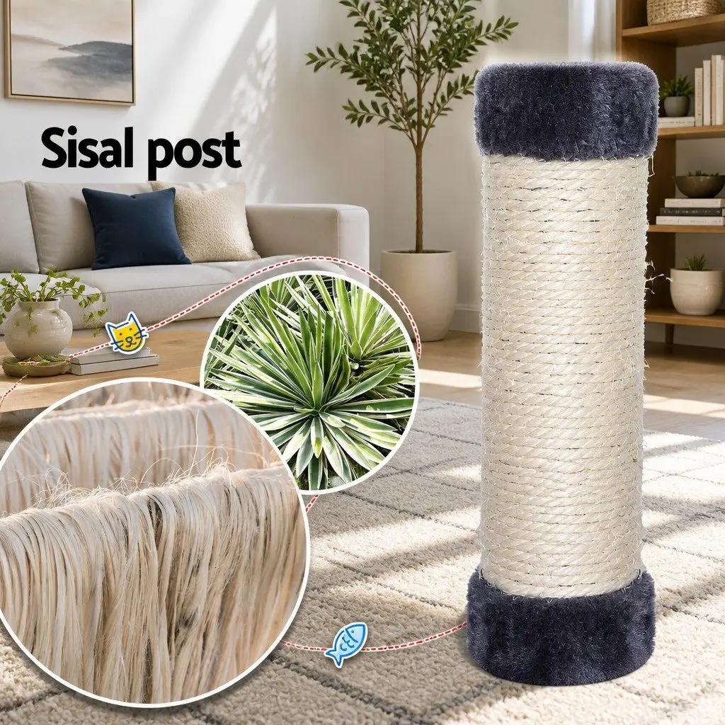Cat Tree Tower Dark Grey 138cm Multi-Level Scratching Post Condo with Plush Velvet Cover and Natural Sisal Posts