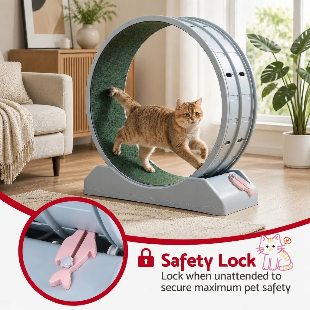 Cat Exercise Wheel Blue 78cm Mute Roller Safety Lock Detachable