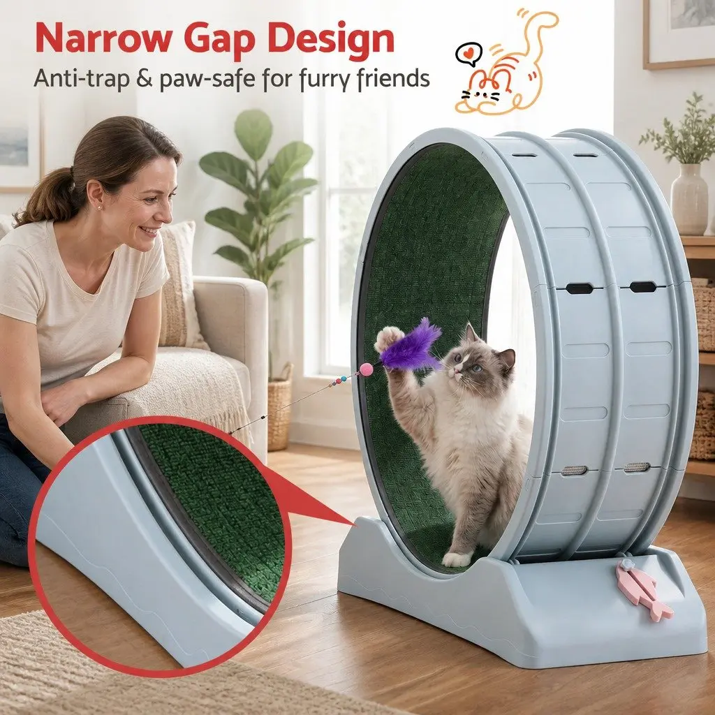 Cat Exercise Wheel Blue 78cm Mute Roller Safety Lock Detachable