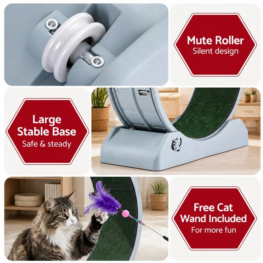 Cat Exercise Wheel Blue 78cm Mute Roller Safety Lock Detachable