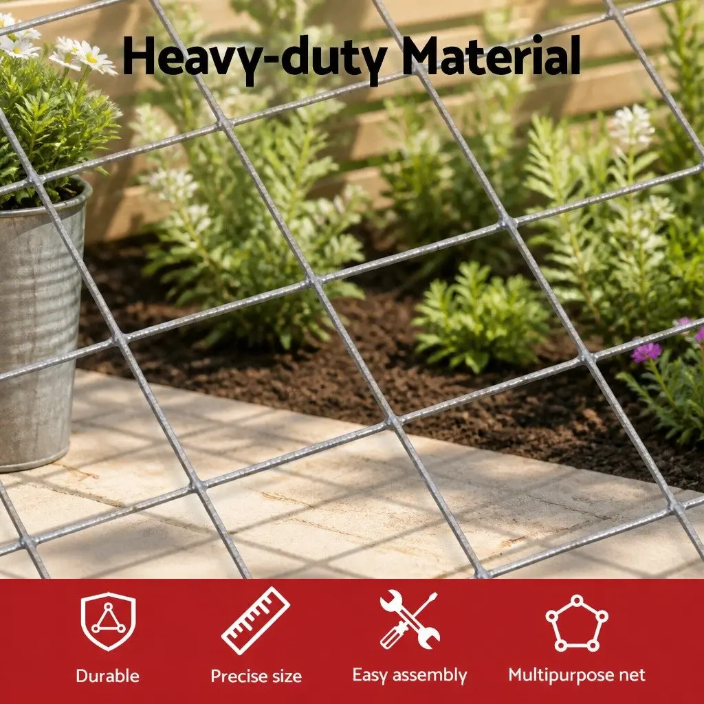 Welded Wire Mesh Silver 15m x 1.2m Anti-Rust Cross-Wire Pattern for Poultry Garden Pet Coop Fencing