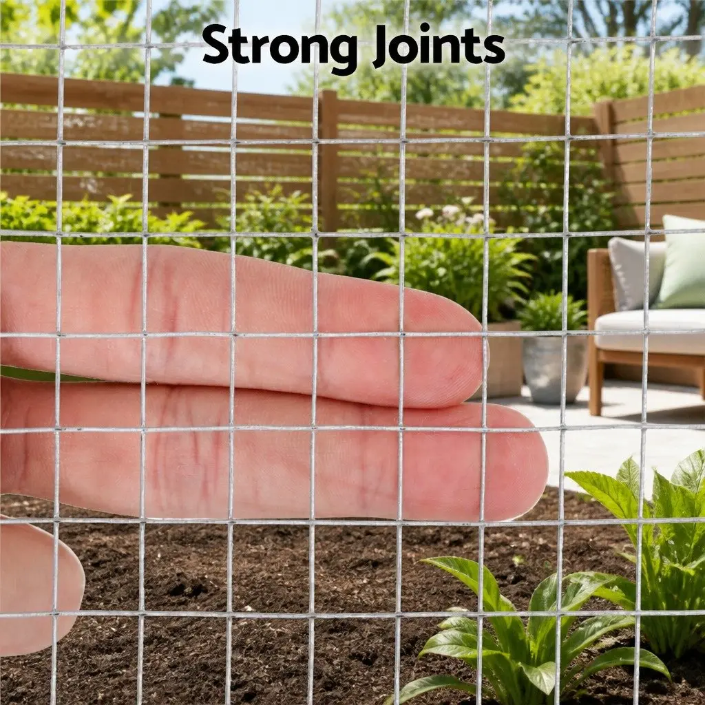 Welded Wire Mesh Silver 15m x 1.2m Anti-Rust Cross-Wire Pattern for Poultry Garden Pet Coop Fencing