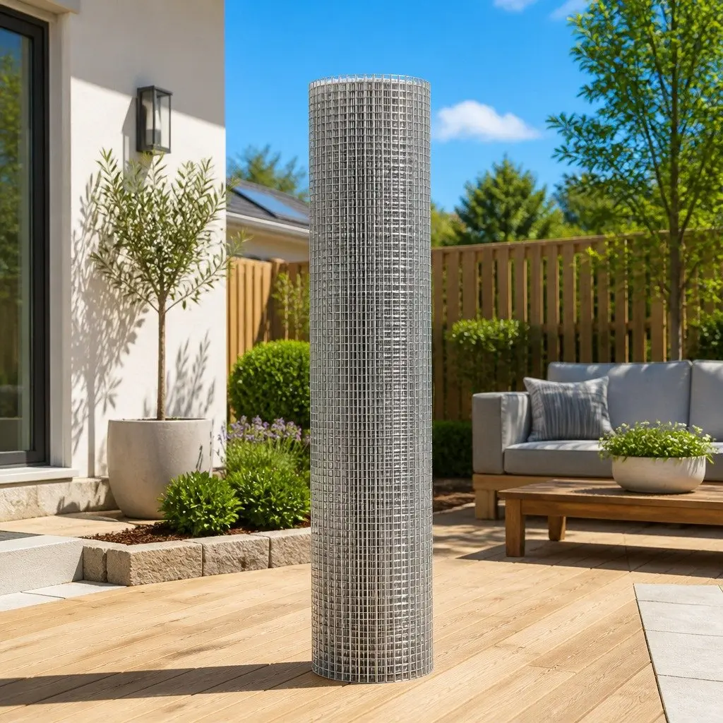 Welded Wire Mesh Silver 25m x 1.2m Anti-Rust Poultry Netting Fence for Garden Coop Duck Goose