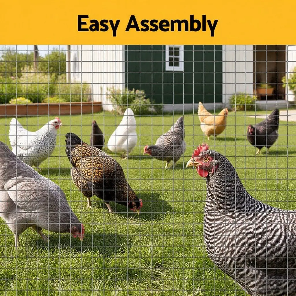 Welded Wire Mesh Silver 25m x 1.2m Anti-Rust Poultry Netting Fence for Garden Coop Duck Goose