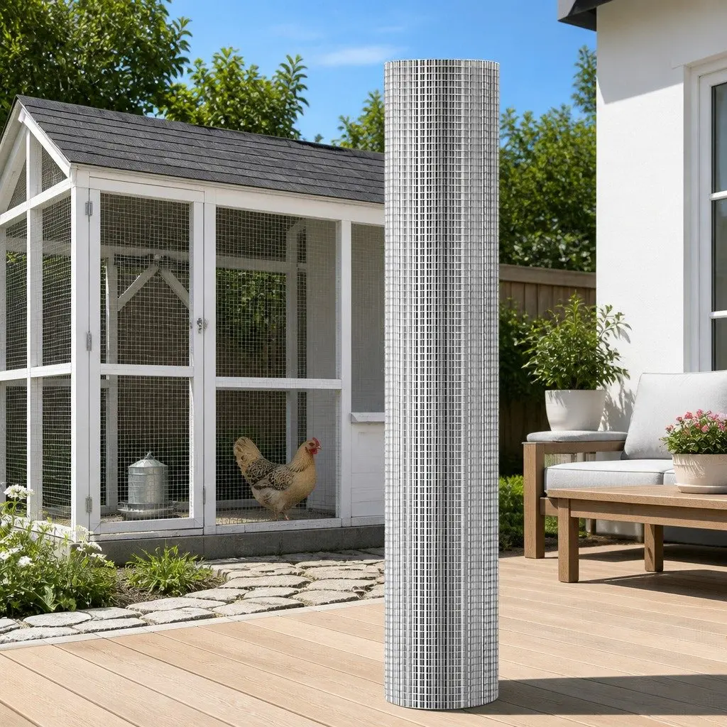 Welded Wire Mesh Silver 25m x 1.2m Anti-Rust Poultry Netting Fence for Garden Coop Duck Goose