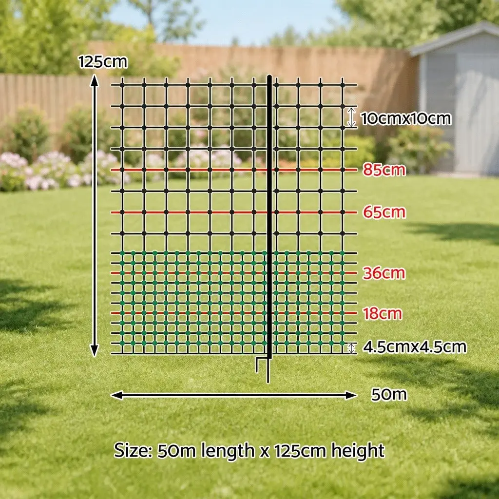 Poultry Netting Electric Fence 50m x 125cm Chicken Duck Goose Livestock