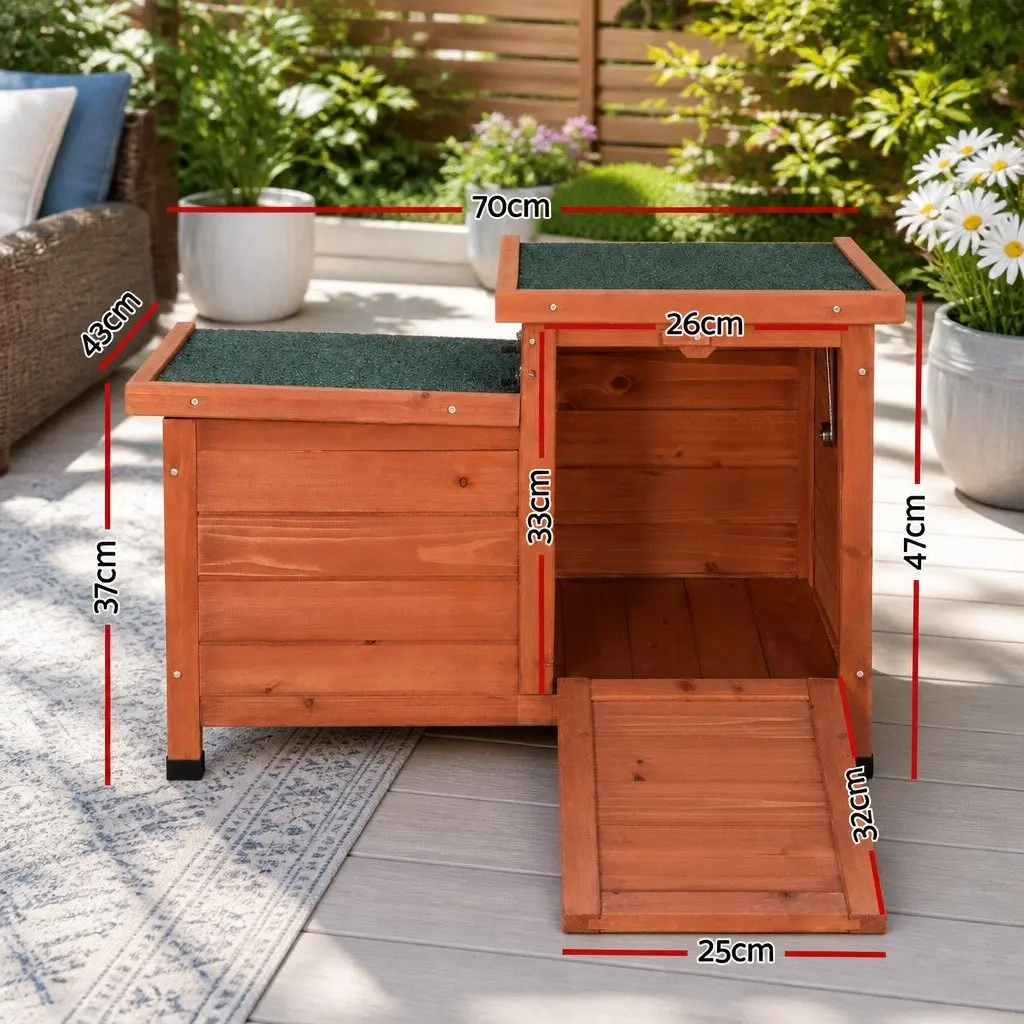 Outdoor Cat House Wooden Shelter Small Animal Hutch Rabbit Enclosure Condo
