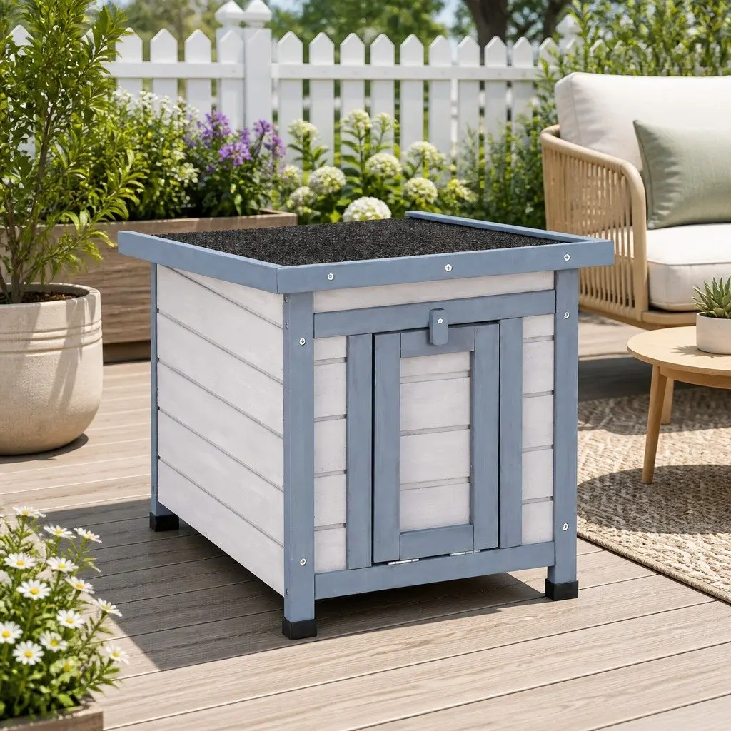 Outdoor Cat House Wooden Shelter Rabbit Hutch Small Animal Enclosure Condo