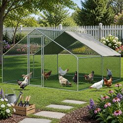 Chicken Coop Cage 3x4x2m Galvanised Steel Poultry Duck Geese Run Shelter Pet