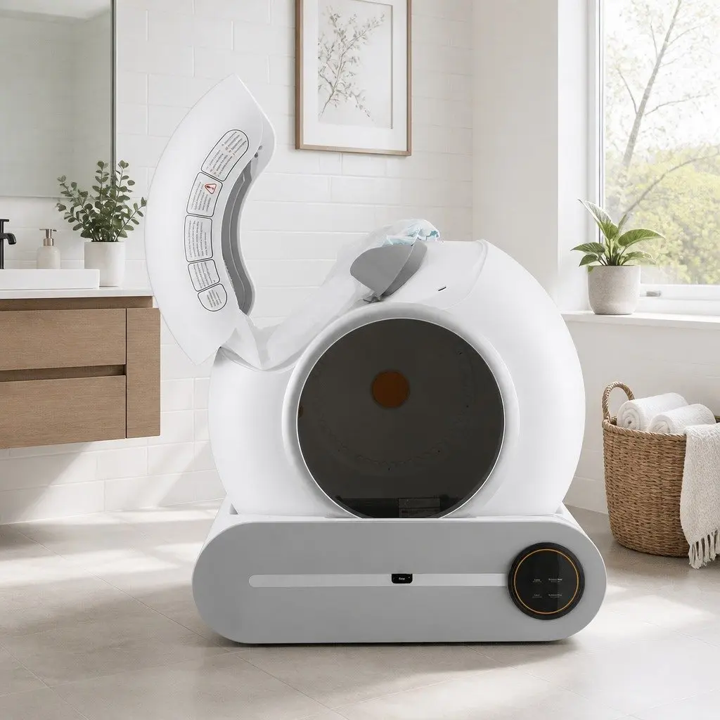 Automatic Cat Litter Box White Large 9L Waste Capacity Smart App Control